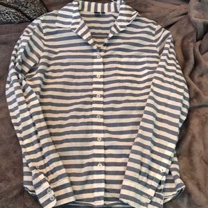 Blue and white button down shirt